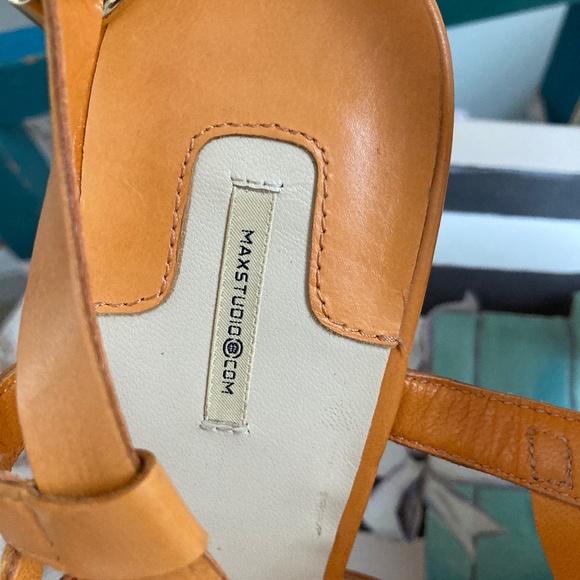 Max Studio Orange Strappy Wood Platform Sandals, Size 9 - Picture 7 of 7